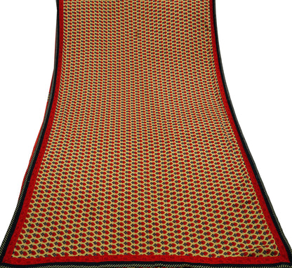 Indian Vintage Green Saree Moss Crepe Printed Sari 5yd Sewing Floral Soft Craft Fabric Dressmaking For Crafting Quilting Upcycle