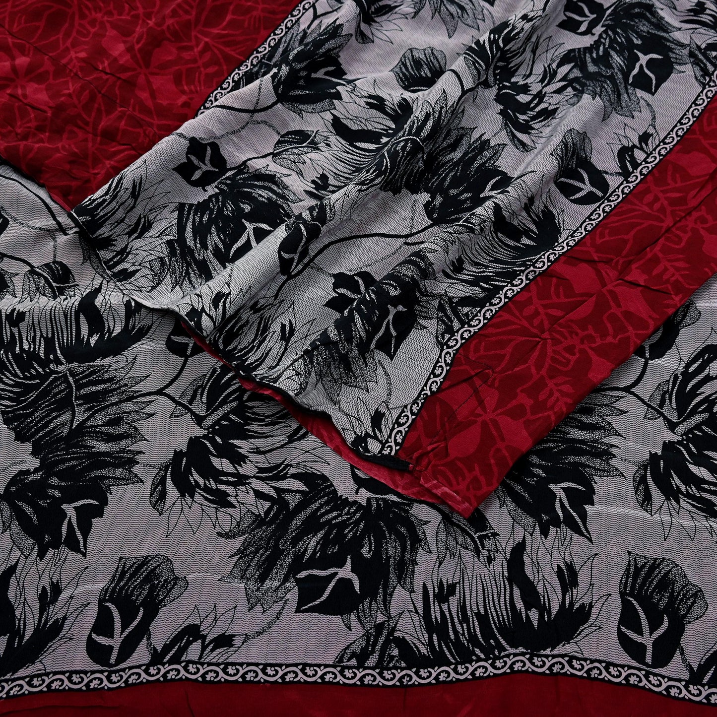 Indian Vintage Saree Pure Crepe Silk Printed Sari Craft Fabric 5yd Sewing Floral Soft Dress making For Crafting Quilting