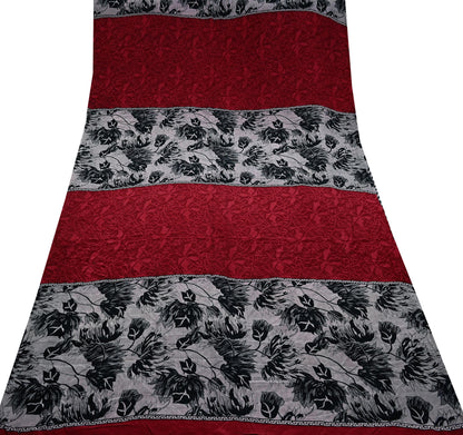 Indian Vintage Saree Pure Crepe Silk Printed Sari Craft Fabric 5yd Sewing Floral Soft Dress making For Crafting Quilting