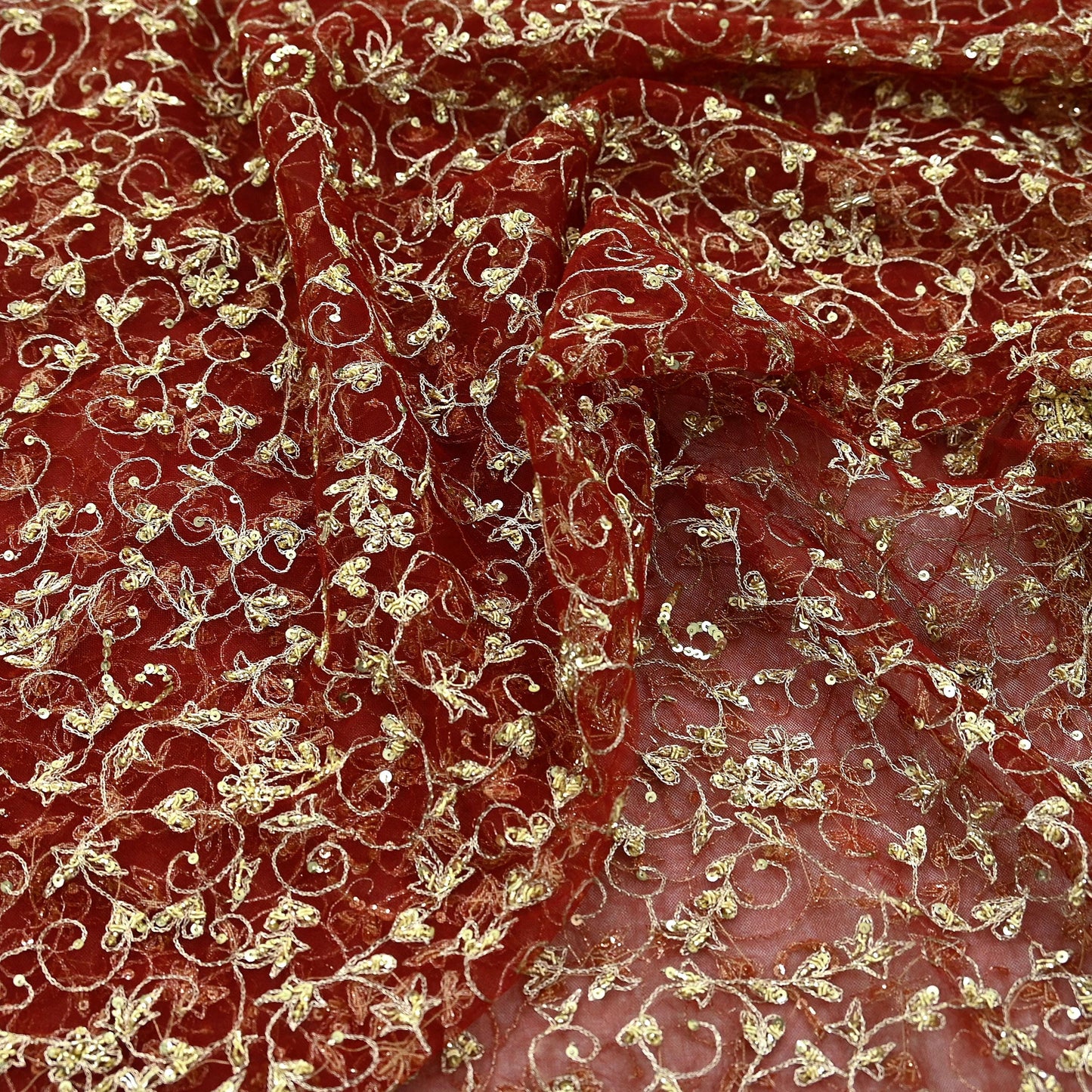 Indian Vintage Heavy Bridal Red Dupatta Net Mesh Long Stole Hand Embroidered Scarves Zardozi Dabka Zari Wedding dupatta veil hijab Fringes