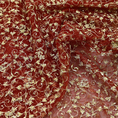 Indian Vintage Heavy Bridal Red Dupatta Net Mesh Long Stole Hand Embroidered Scarves Zardozi Dabka Zari Wedding dupatta veil hijab Fringes