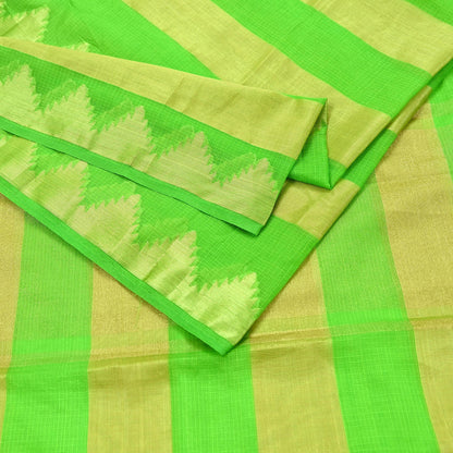 Indian Vintage Sari Nion Green Artificial Silk Hand Woven Sarees 6yd Ethnic Craft Fabric Sewing Dress making Crafting Crafting Quilting