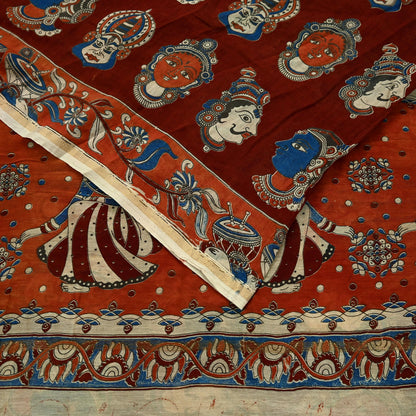 Indian Vintage Sari Pure chanderi Silk Kalamkari Print Saree Craft Fabric 5Yd Soft Zari Border Dress making bollywood silk saree Crafting