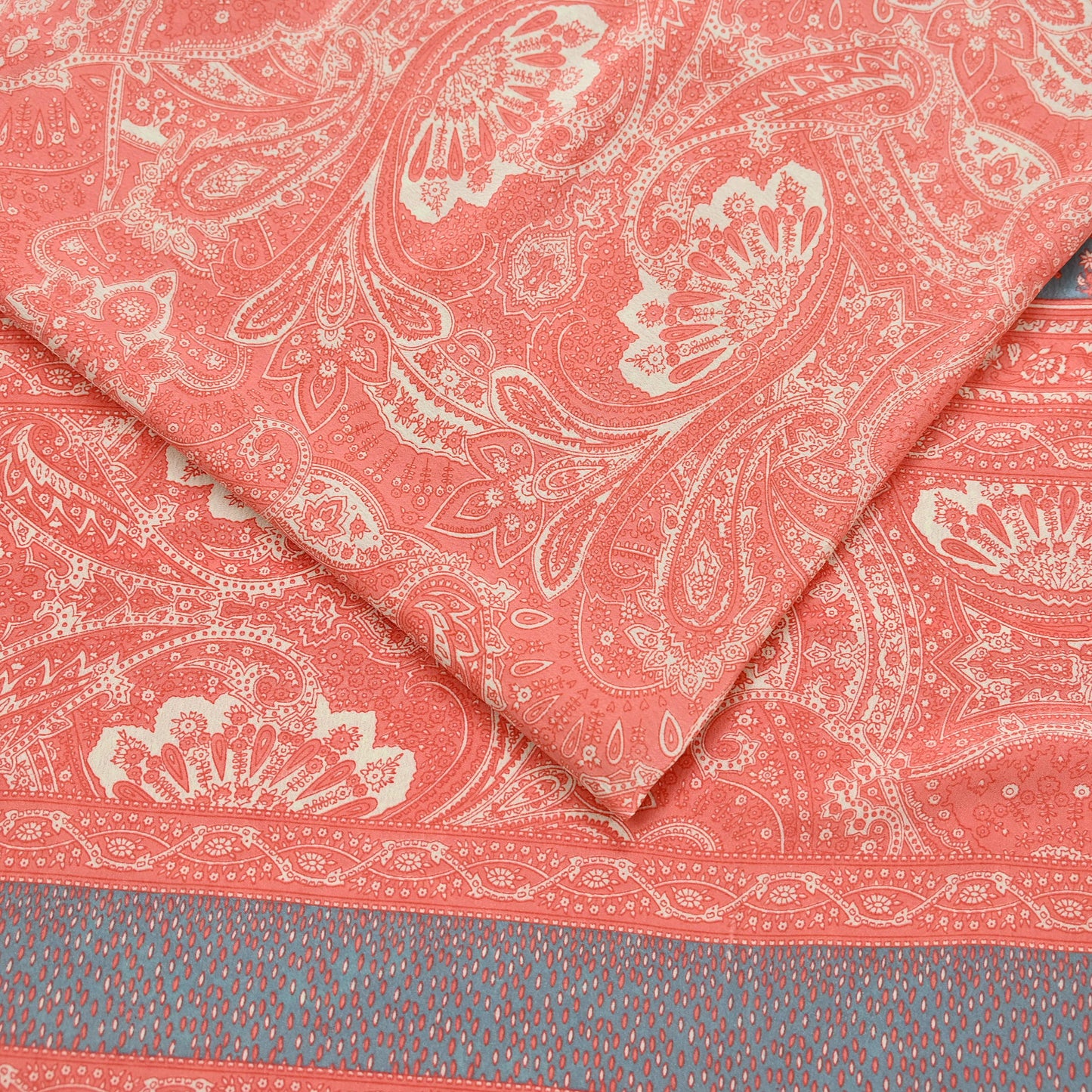 Indian Vintage Moss Crepe Saree | Printed Floral Sari Fabric | 6 Yards | Soft Craft Fabric for Sewing, Dressmaking, Quilting,Upcycling