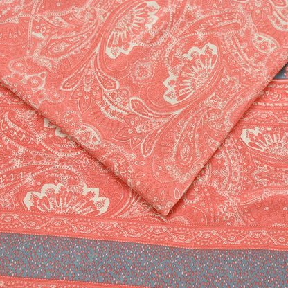 Indian Vintage Moss Crepe Saree | Printed Floral Sari Fabric | 6 Yards | Soft Craft Fabric for Sewing, Dressmaking, Quilting,Upcycling