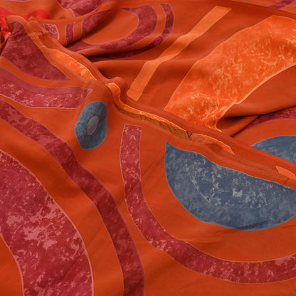 Indian Vintage Multi Pure Crepe Silk Saree | Floral Print | 5 Yards | Soft Sewing Fabric for Dressmaking, Quilting, Crafting & Upcycling