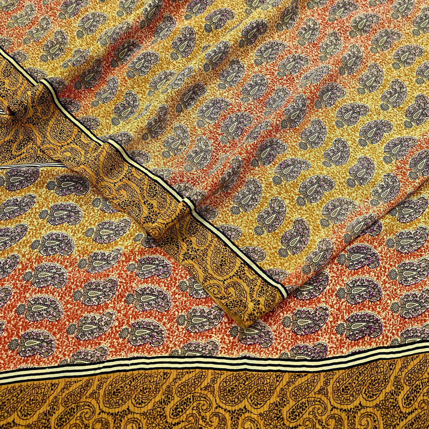 Indian Vintage Saree Pure Crepe Silk Printed Sari Fabric 5yd Sewing Soft Craft Fabric Ethnic Wrap Dress making Crafting Quilting Upcycle