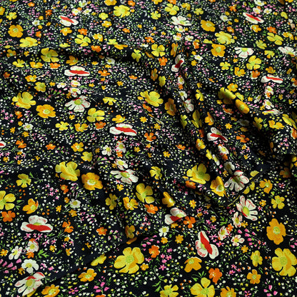 Indian Vintage Sari Black Printed 100% Pure Satin Silk Sarees 5yd Sewing Craft Fabric Dress Making Wrap Upcycle Quilting Crafting