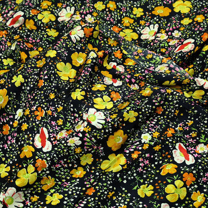 Indian Vintage Sari Black Printed 100% Pure Satin Silk Sarees 5yd Sewing Craft Fabric Dress Making Wrap Upcycle Quilting Crafting