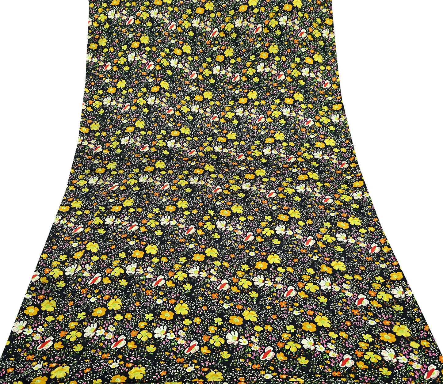 Indian Vintage Sari Black Printed 100% Pure Satin Silk Sarees 5yd Sewing Craft Fabric Dress Making Wrap Upcycle Quilting Crafting