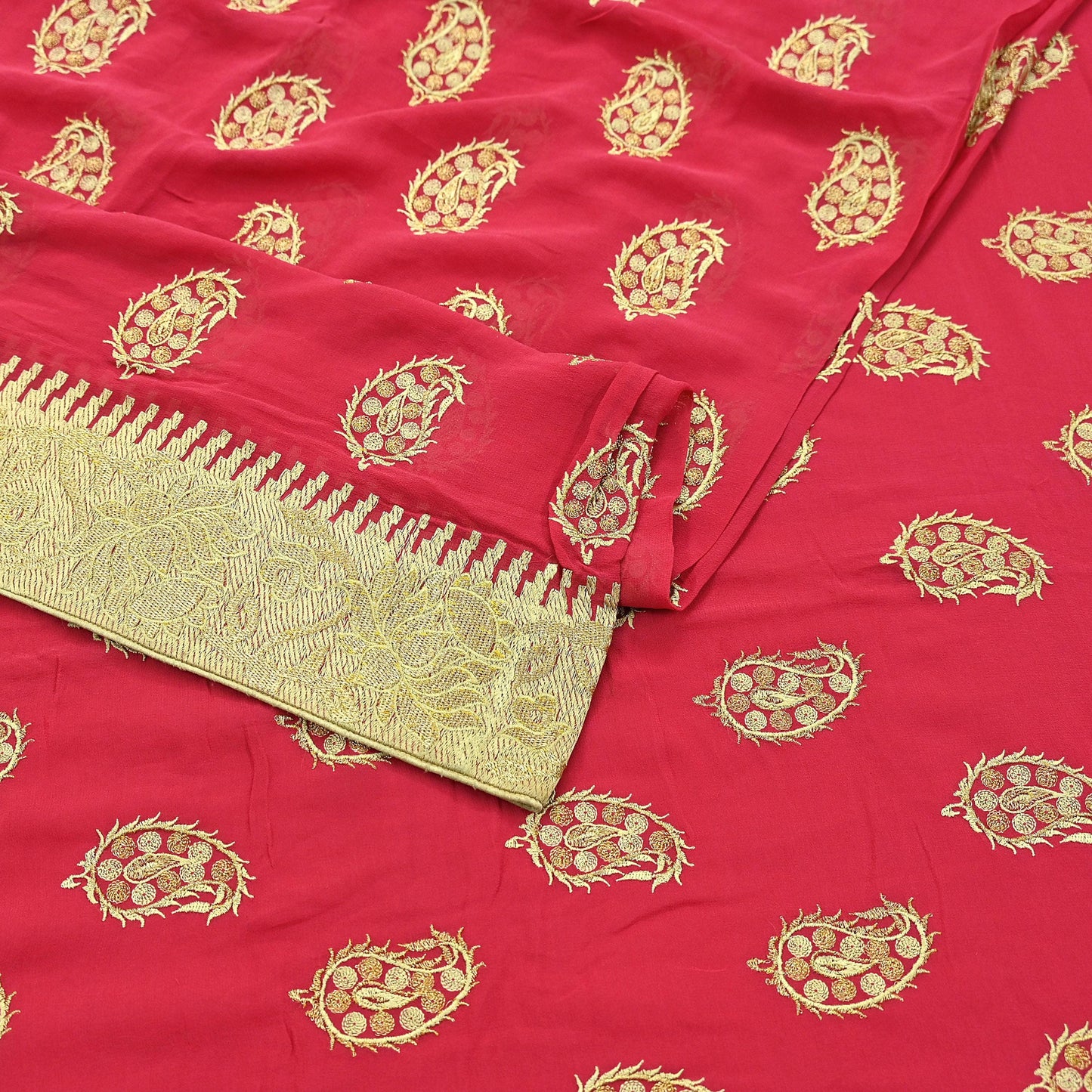 Indian Vintage Heavy Sarees Pink Pure Georgette Silk Hand Embroidered Sari Fabric 6Yd Sewing Ethnic Sequins Wedding sarees