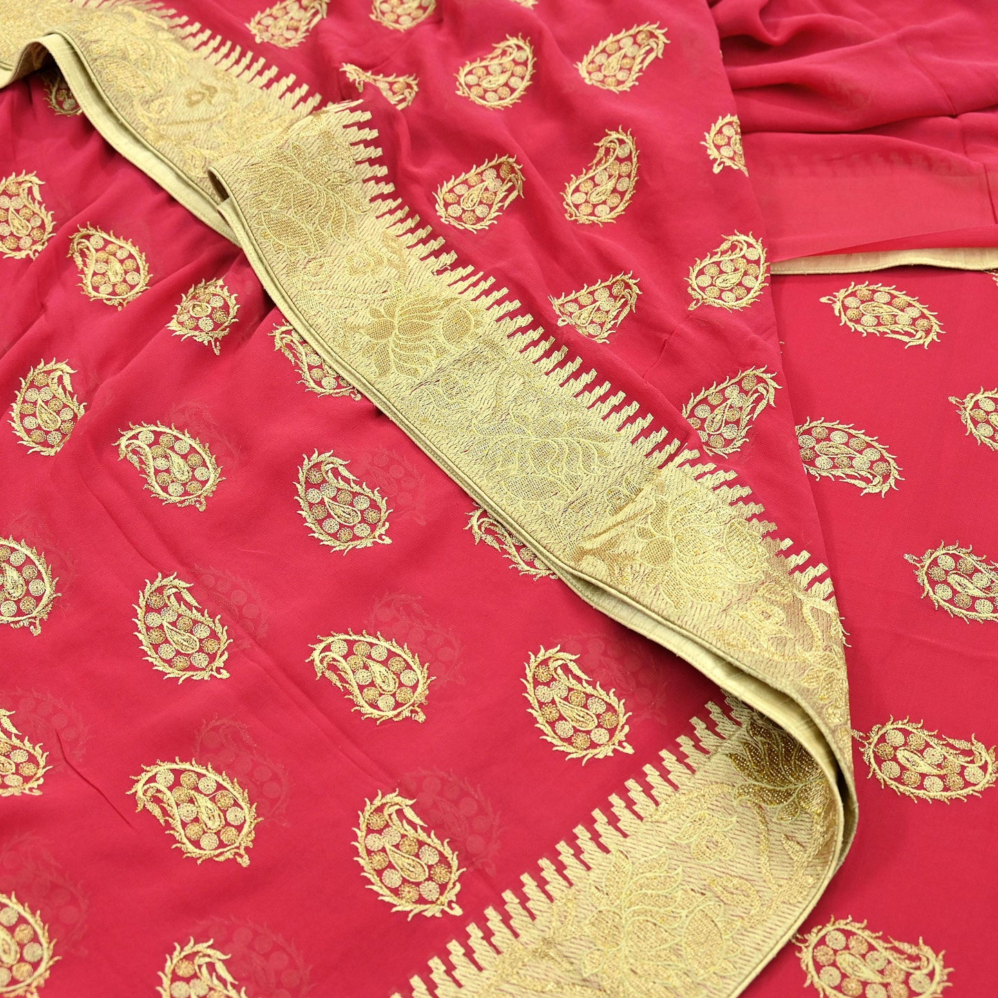 Indian Vintage Heavy Sarees Pink Pure Georgette Silk Hand Embroidered Sari Fabric 6Yd Sewing Ethnic Sequins Wedding sarees