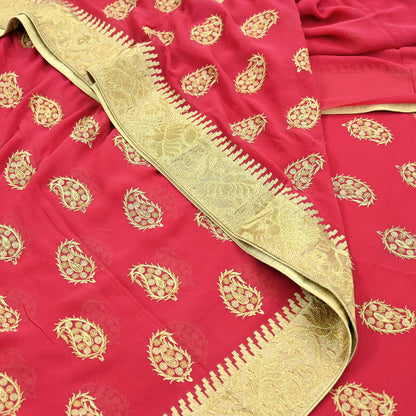 Indian Vintage Heavy Sarees Pink Pure Georgette Silk Hand Embroidered Sari Fabric 6Yd Sewing Ethnic Sequins Wedding sarees