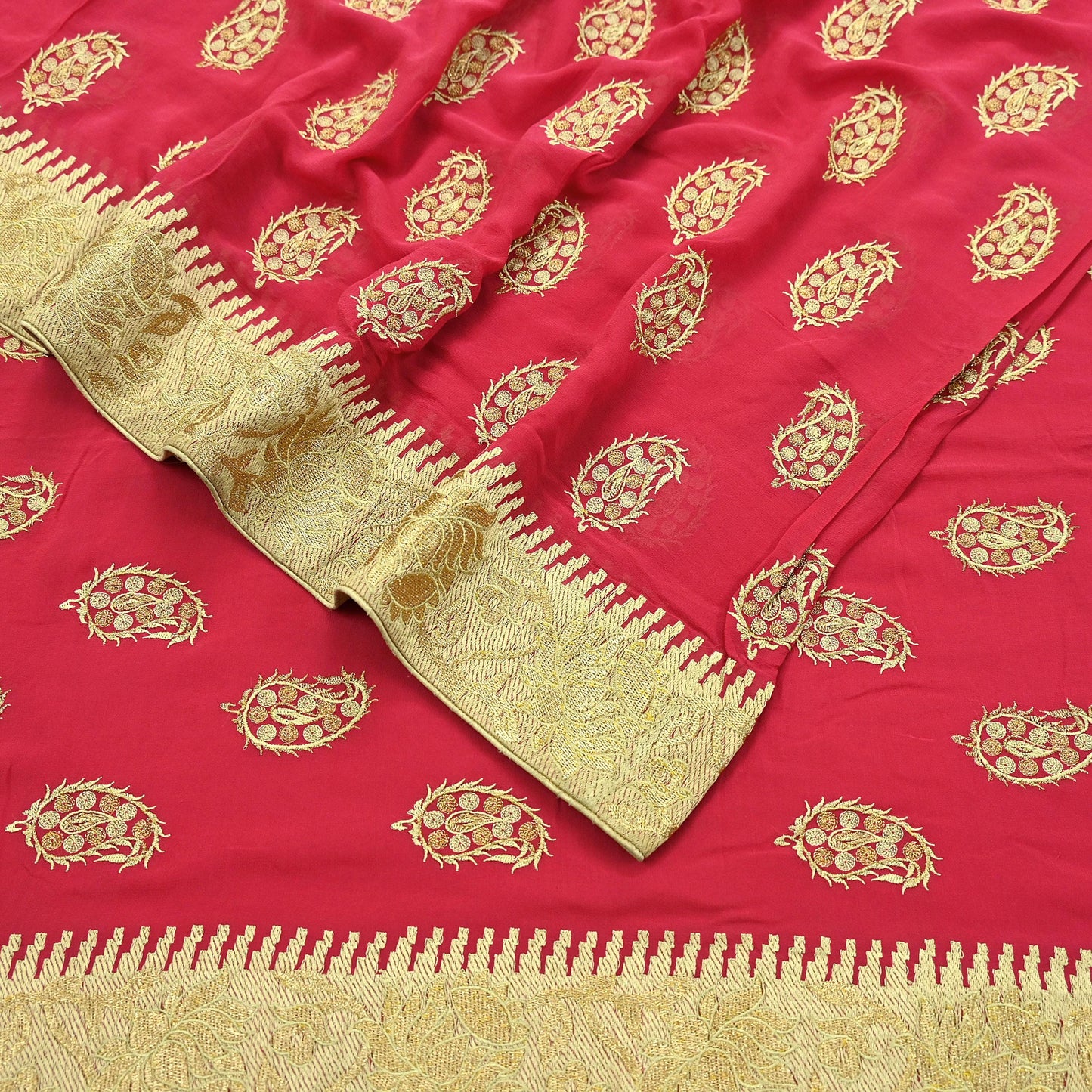 Indian Vintage Heavy Sarees Pink Pure Georgette Silk Hand Embroidered Sari Fabric 6Yd Sewing Ethnic Sequins Wedding sarees