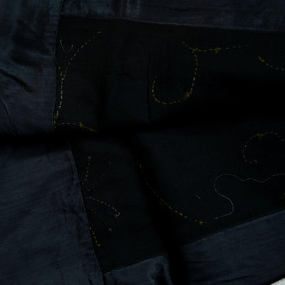 Indian Vintage Black Dupatta Pure Satin silk Long Stole Hand Embroidered Scarves Floral Veil Wrap Sequins