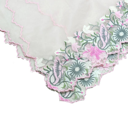 Indian Vintage Pink Dupatta Organza Long Stole Embroidered Scarves Veil Soft Floral Design Wrap Boho Party wear