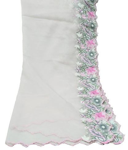 Indian Vintage Pink Dupatta Organza Long Stole Embroidered Scarves Veil Soft Floral Design Wrap Boho Party wear