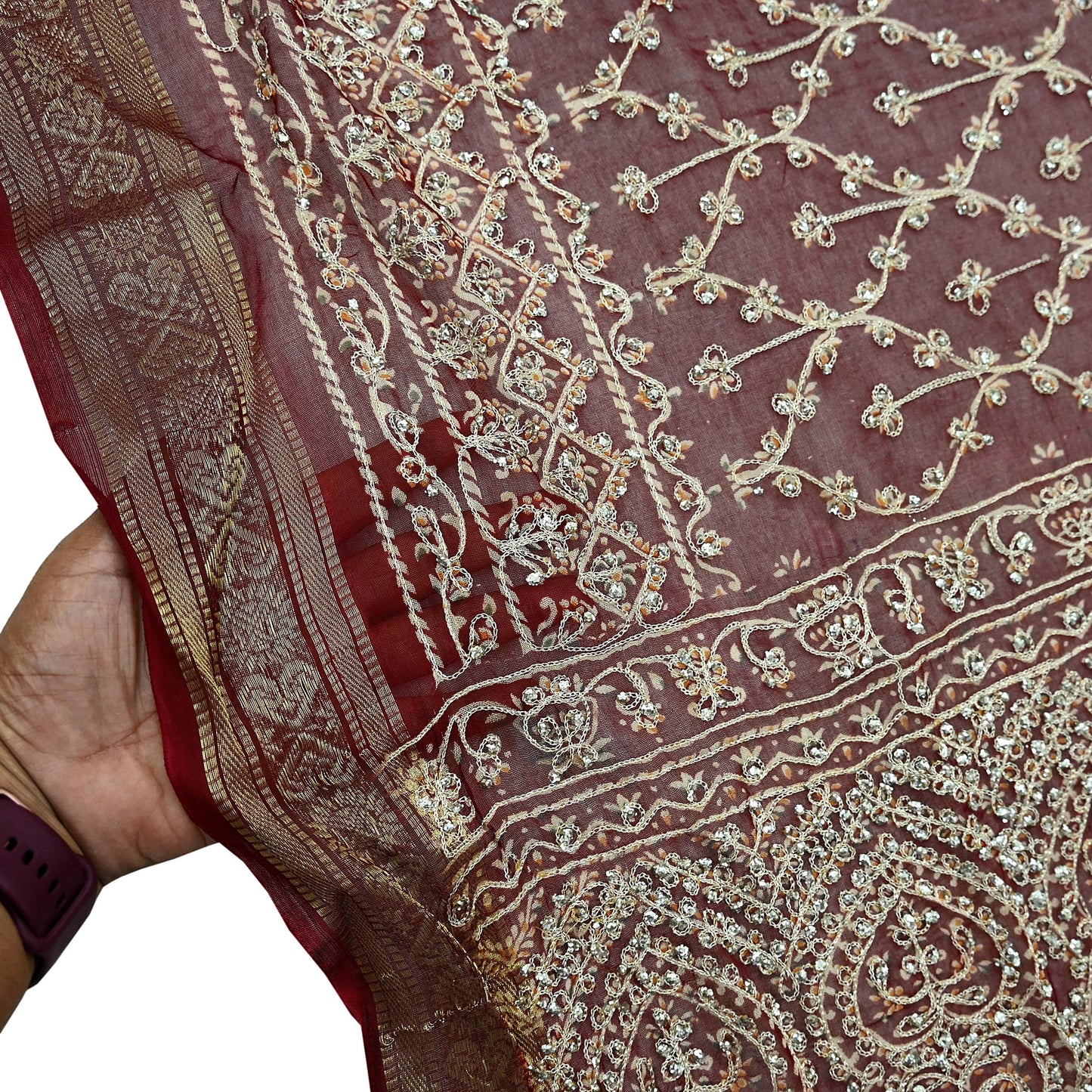 Women Indian Vintage Dupatta Maroon Long Stole Blend Cotton Woven Bandhani Veil Scarves soft Boho Wrap Bridal/ Wedding Hijab