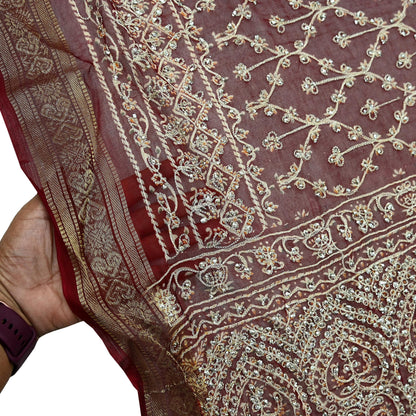 Women Indian Vintage Dupatta Maroon Long Stole Blend Cotton Woven Bandhani Veil Scarves soft Boho Wrap Bridal/ Wedding Hijab