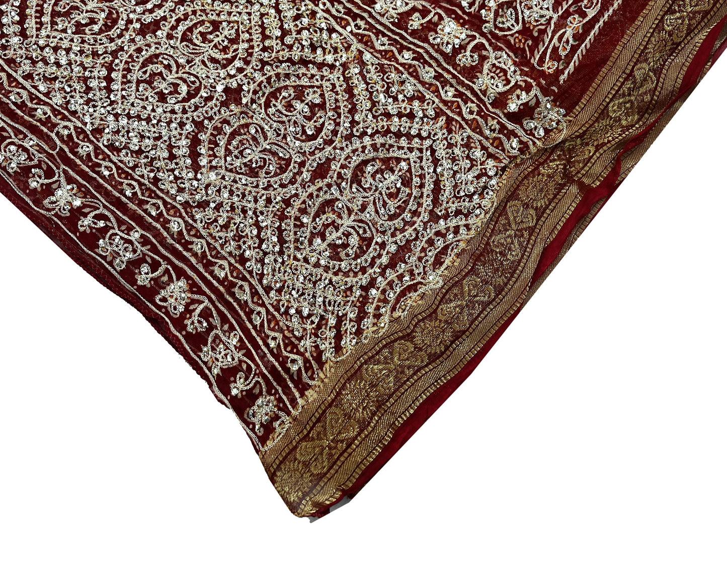 Women Indian Vintage Dupatta Maroon Long Stole Blend Cotton Woven Bandhani Veil Scarves soft Boho Wrap Bridal/ Wedding Hijab