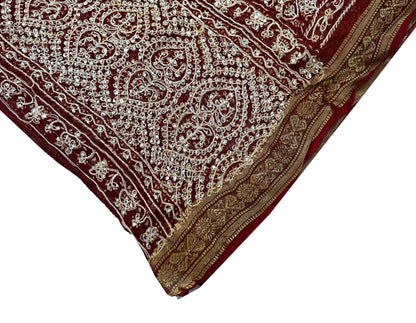 Women Indian Vintage Dupatta Maroon Long Stole Blend Cotton Woven Bandhani Veil Scarves soft Boho Wrap Bridal/ Wedding Hijab