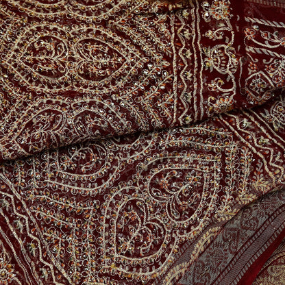 Women Indian Vintage Dupatta Maroon Long Stole Blend Cotton Woven Bandhani Veil Scarves soft Boho Wrap Bridal/ Wedding Hijab