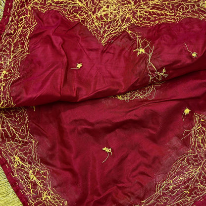 Indian Vintage Heavy Bridal Dupatta Pink Pure Silk Long Stole Hand Embroidered Hijab Scarf Zardozi Wedding Dupatta Fringes