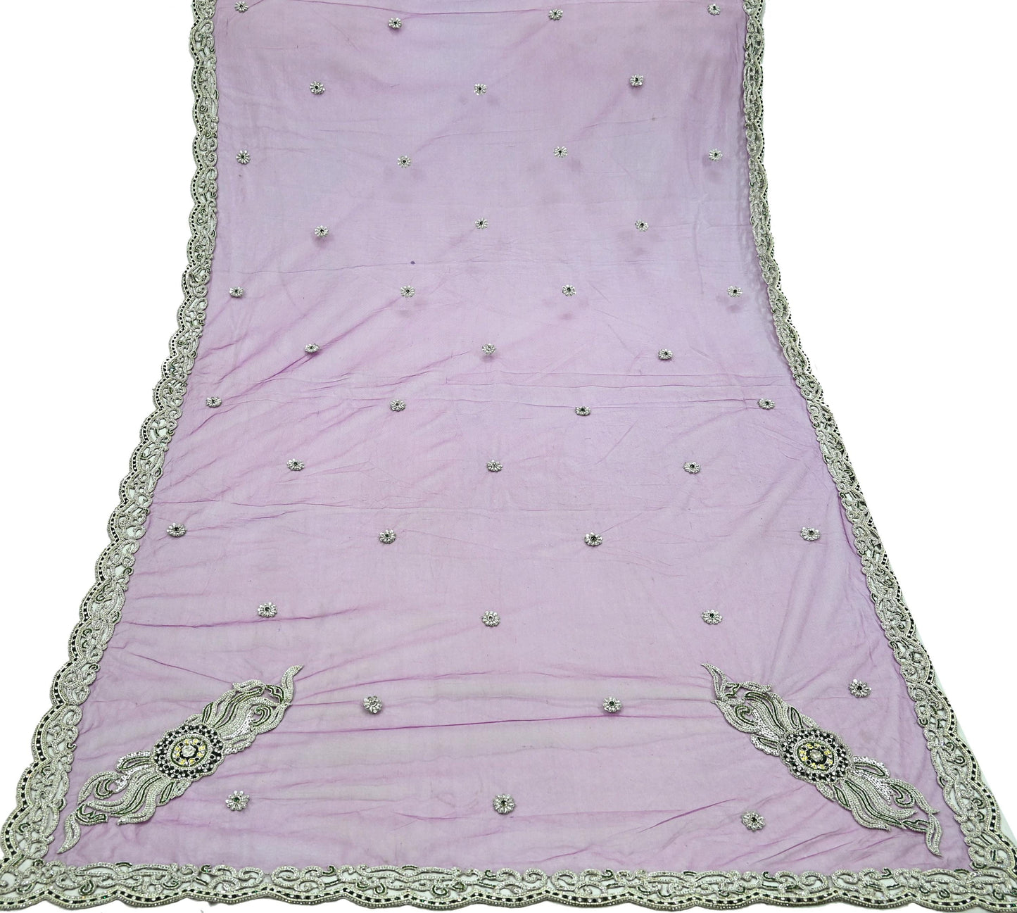 Indian Vintage Heavy Bridal Purple Dupatta Net Mesh Long Stole Hand Embroidered Scarves Zardozi Dabka Zari Wedding dupatta veil hijab