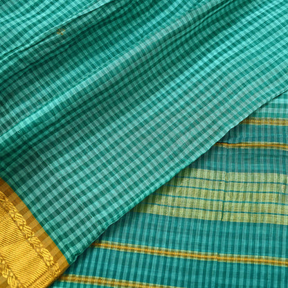 Vintage Sari Green Pure Cotton Hand Woven Sarees Craft Fabric Zari 5Yd Sewing Soft Crafting Dress making Upcycle Quilting Zigzag