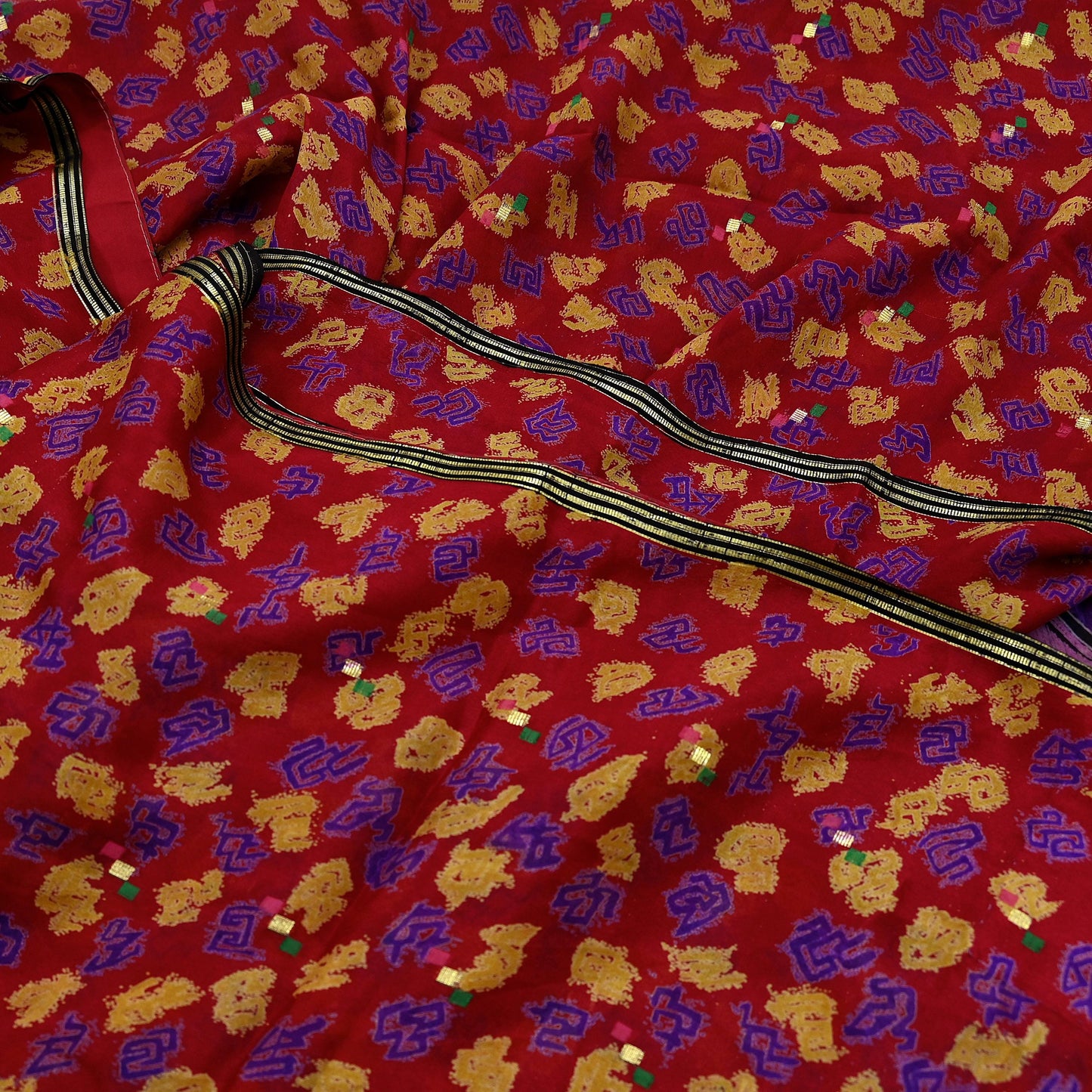 Indian Vintage Pure Silk Printed Saree 6 Yards Soft Floral Fabric for Dressmaking, Quilting, Crafting, Sewing & Upcycling