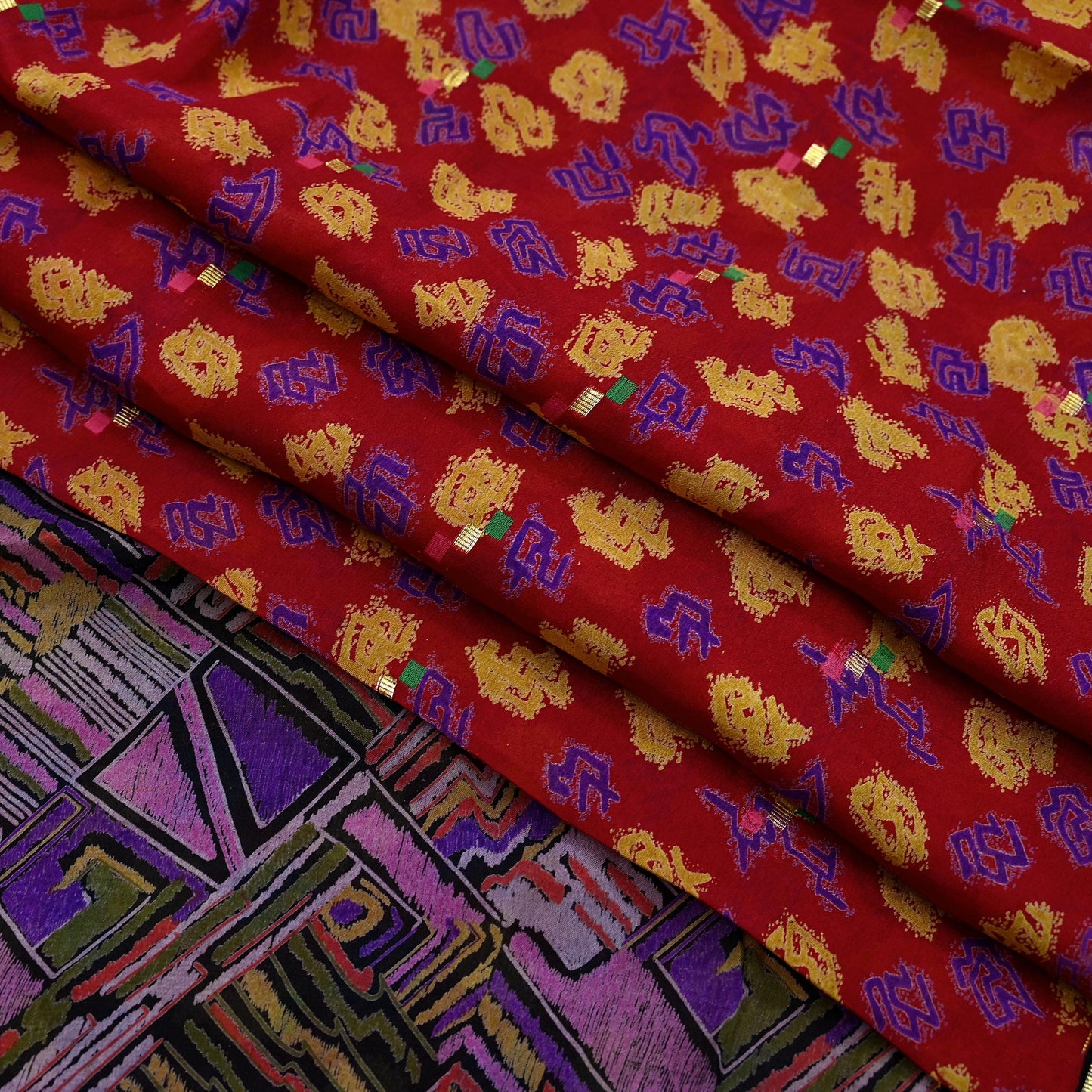 Indian Vintage Pure Silk Printed Saree 6 Yards Soft Floral Fabric for Dressmaking, Quilting, Crafting, Sewing & Upcycling