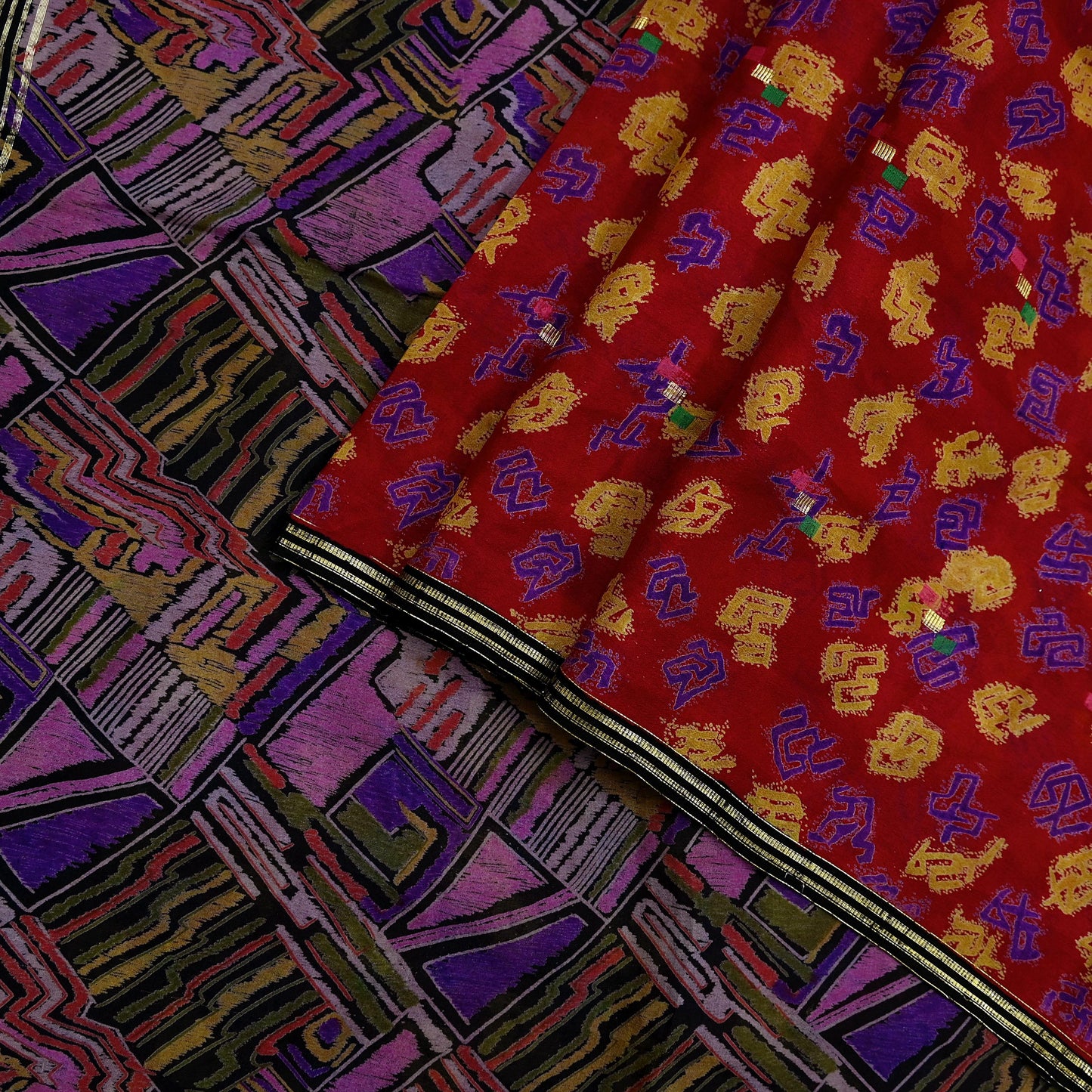 Indian Vintage Pure Silk Printed Saree 6 Yards Soft Floral Fabric for Dressmaking, Quilting, Crafting, Sewing & Upcycling