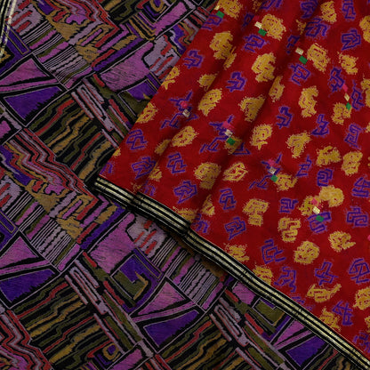 Indian Vintage Pure Silk Printed Saree 6 Yards Soft Floral Fabric for Dressmaking, Quilting, Crafting, Sewing & Upcycling