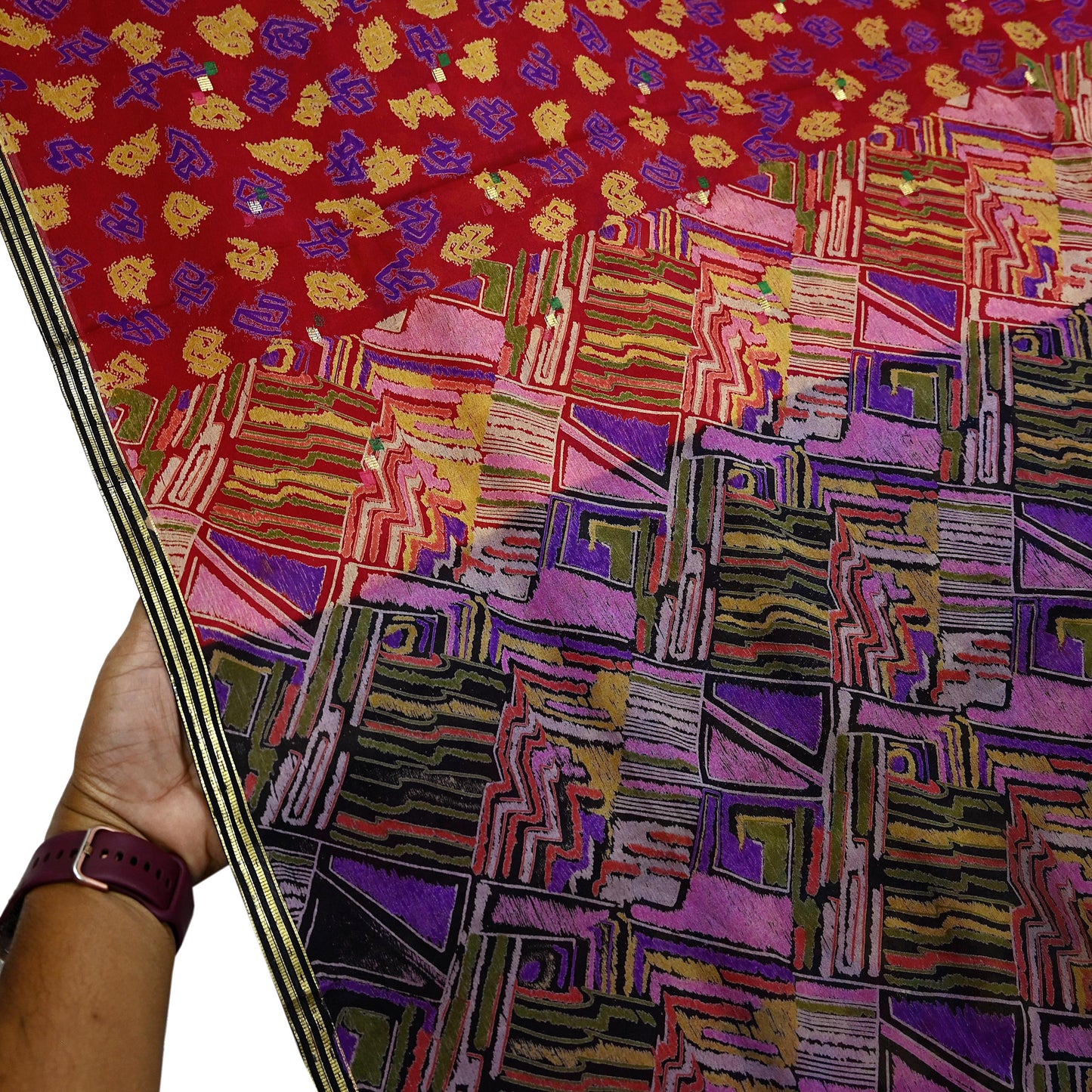 Indian Vintage Pure Silk Printed Saree 6 Yards Soft Floral Fabric for Dressmaking, Quilting, Crafting, Sewing & Upcycling