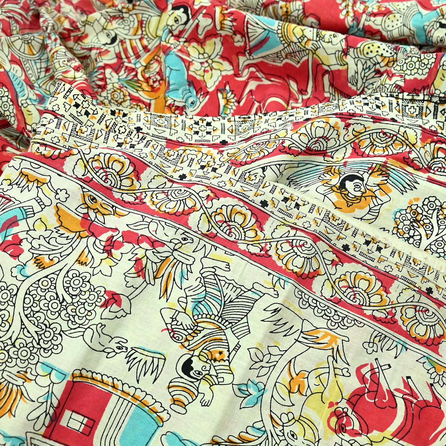 Indian Vintage Sari Ivory Printed Pure Cotton Sarees Fabric 5Yd Sarong Wrap Boho Kimono Soft Dress making Crafting Quilting Peacock