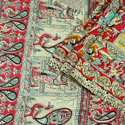 Indian Vintage Sari Ivory Printed Pure Cotton Sarees Fabric 5Yd Sarong Wrap Boho Kimono Soft Dress making Crafting Quilting Peacock