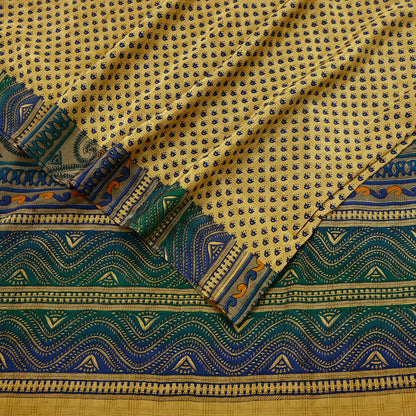 Indian Vintage Pure Crepe Silk Saree | Floral Print | 5 Yards | Soft Sewing Fabric for Dressmaking, Quilting, Crafting & Upcycling