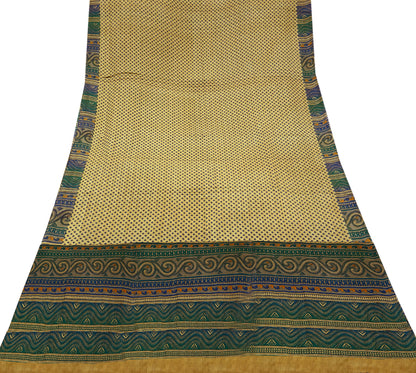 Indian Vintage Pure Crepe Silk Saree | Floral Print | 5 Yards | Soft Sewing Fabric for Dressmaking, Quilting, Crafting & Upcycling