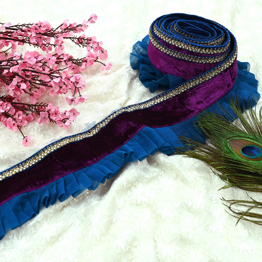 Indian Vintage Sari Border Hand Embroidered Craft Trim Lace Sewing Sari Ribbon Velvet 1yd Dress making Dress Designing Decor Dabka