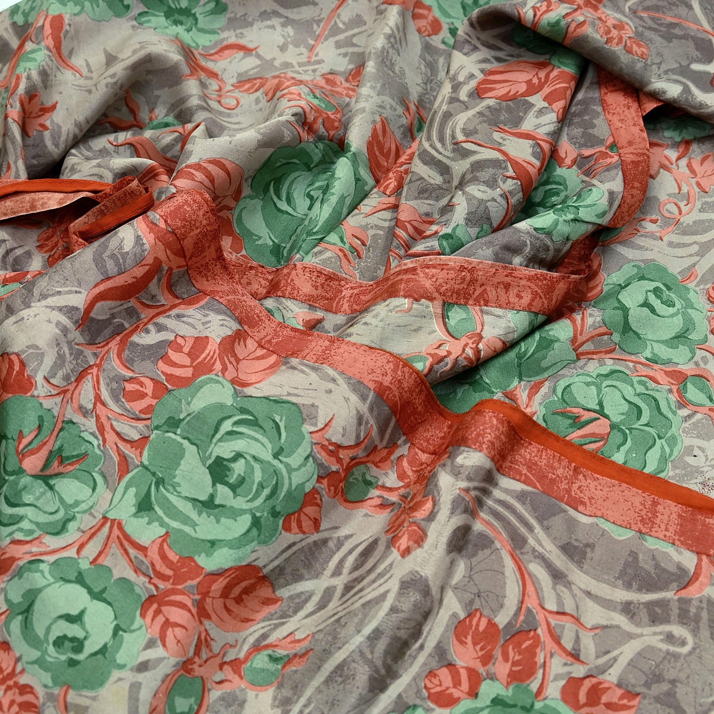 Vintage Sari Brown 100% Pure Silk Printed Saree Fabric 5yard Sewing Floral Soft Dress Designing for Crafting ,Paisley