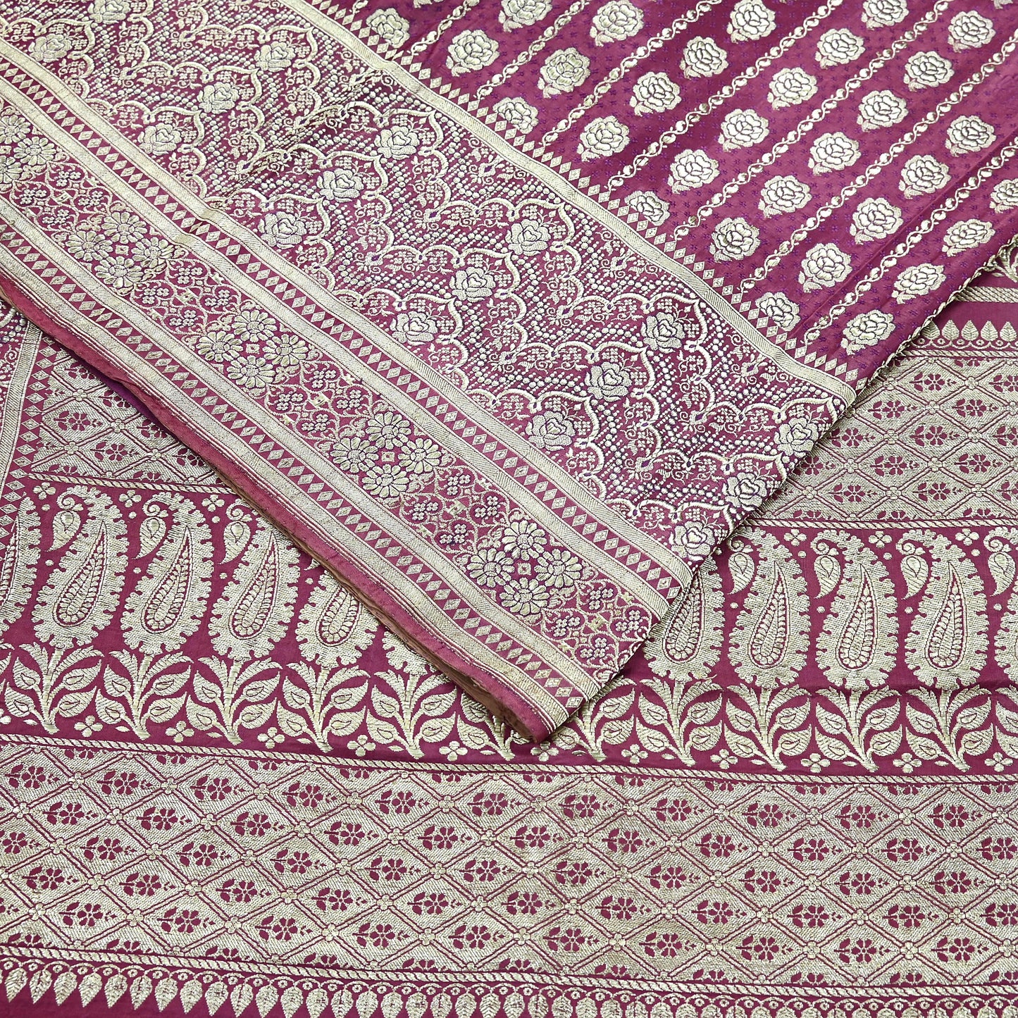 Indian Vintage Sari Heavy Wedding Pink Pure Satin Silk Woven Brocade Banarasi Sarees Silver Zari 5Yd Dress making Crafting Upcycle