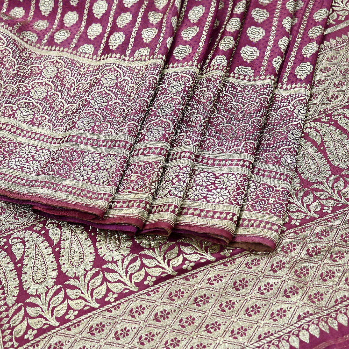 Indian Vintage Sari Heavy Wedding Pink Pure Satin Silk Woven Brocade Banarasi Sarees Silver Zari 5Yd Dress making Crafting Upcycle