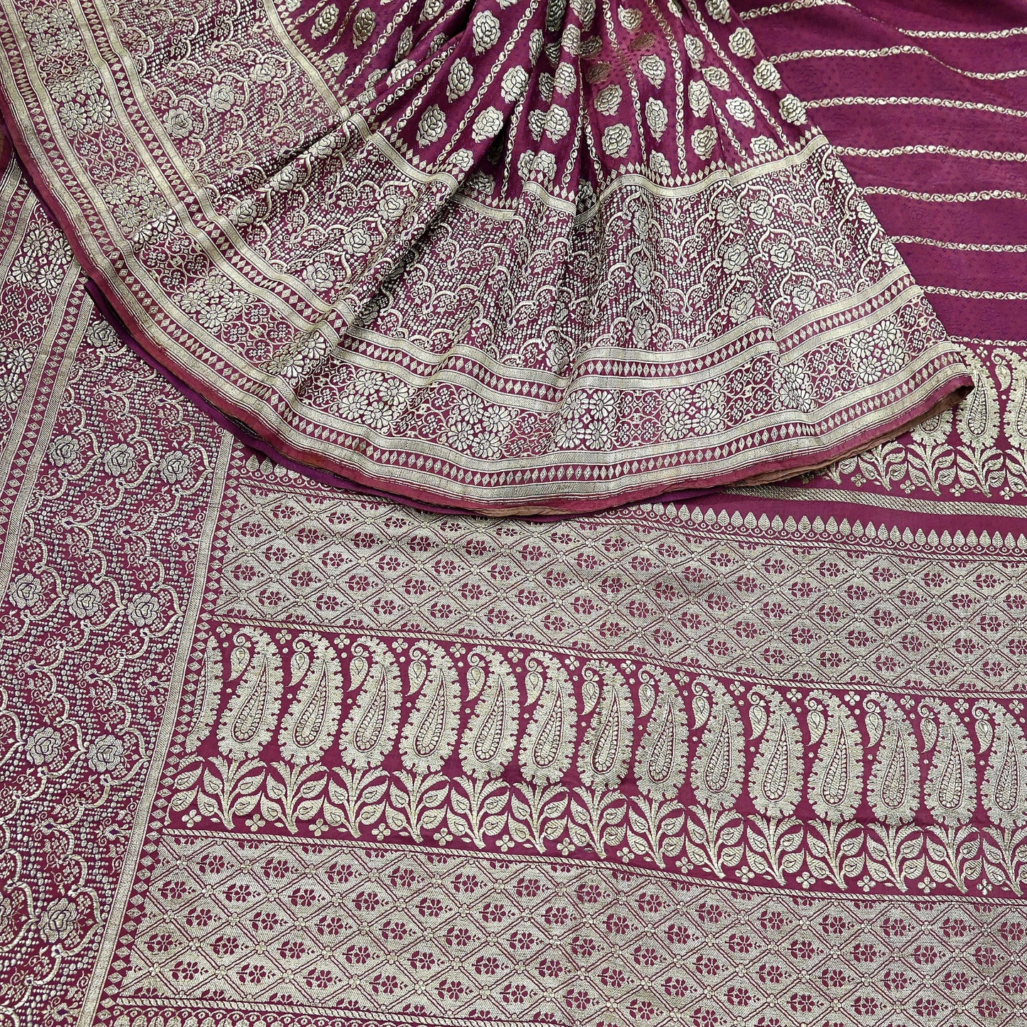 Indian Vintage Sari Heavy Wedding Pink Pure Satin Silk Woven Brocade Banarasi Sarees Silver Zari 5Yd Dress making Crafting Upcycle