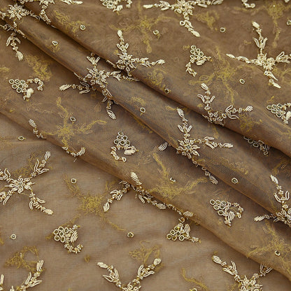 Indian Vintage Heavy Green Dupatta Net Mesh Long Stole Hand Embroidered Scarf Zardozi Zari Sequins Stole Bridal Veil