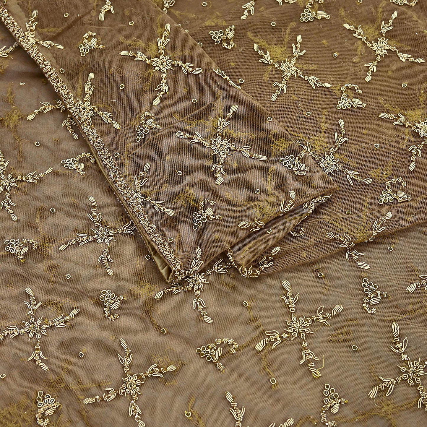 Indian Vintage Heavy Green Dupatta Net Mesh Long Stole Hand Embroidered Scarf Zardozi Zari Sequins Stole Bridal Veil