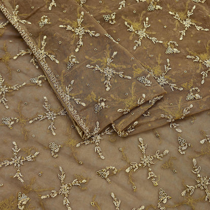 Indian Vintage Heavy Green Dupatta Net Mesh Long Stole Hand Embroidered Scarf Zardozi Zari Sequins Stole Bridal Veil