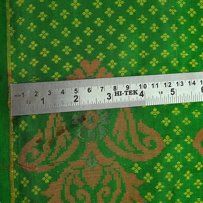 Vintage Handwoven Silk Saree, Red & Green Floral Fabric, 5.5 Yd