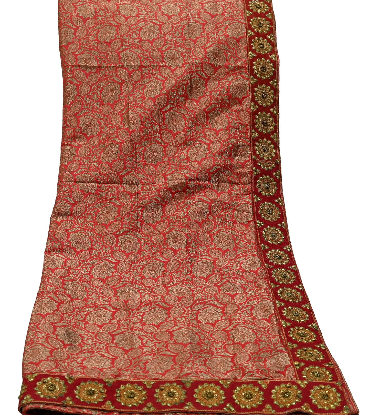 Indian Antique Vintage Heavy Red Dupatta Pure Silk Long Stole Hand Woven Banarasi Veil Scarves Zari Stole Ethnic Wear Bridal Hijab
