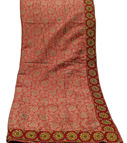 Indian Antique Vintage Heavy Red Dupatta Pure Silk Long Stole Hand Woven Banarasi Veil Scarves Zari Stole Ethnic Wear Bridal Hijab