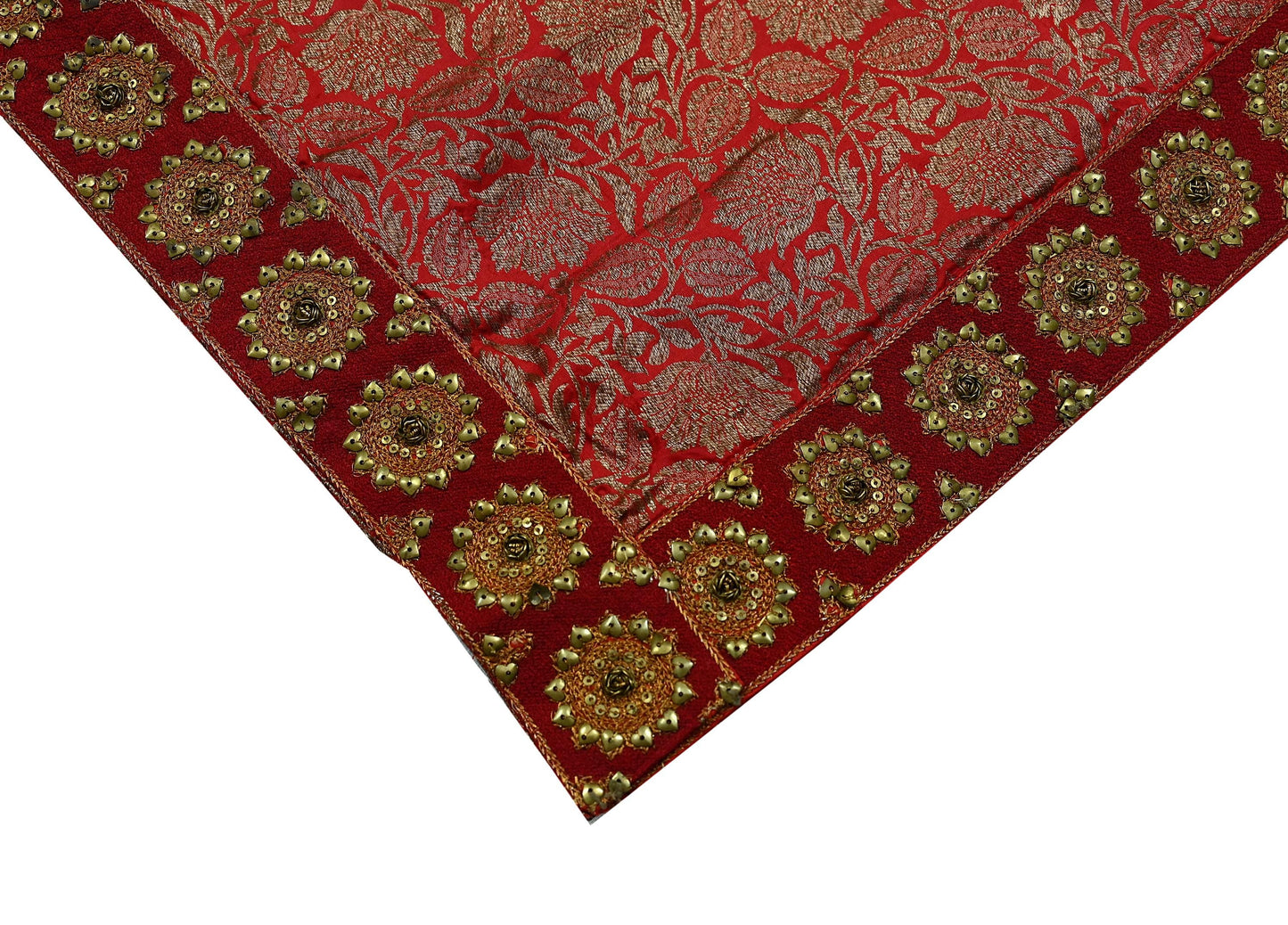 Indian Antique Vintage Heavy Red Dupatta Pure Silk Long Stole Hand Woven Banarasi Veil Scarves Zari Stole Ethnic Wear Bridal Hijab